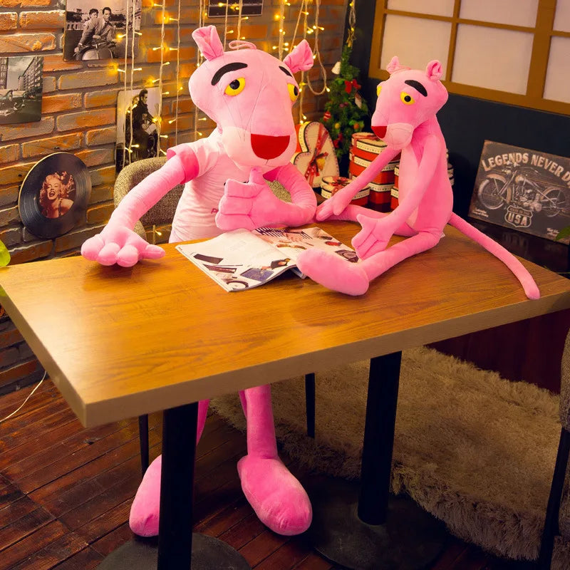 Pink Panther plush doll, available in sizes from 50 cm to 170 cm. A cute, soft, cartoon-style plush, ideal as a children's toy, collector's doll, or special Christmas gift.