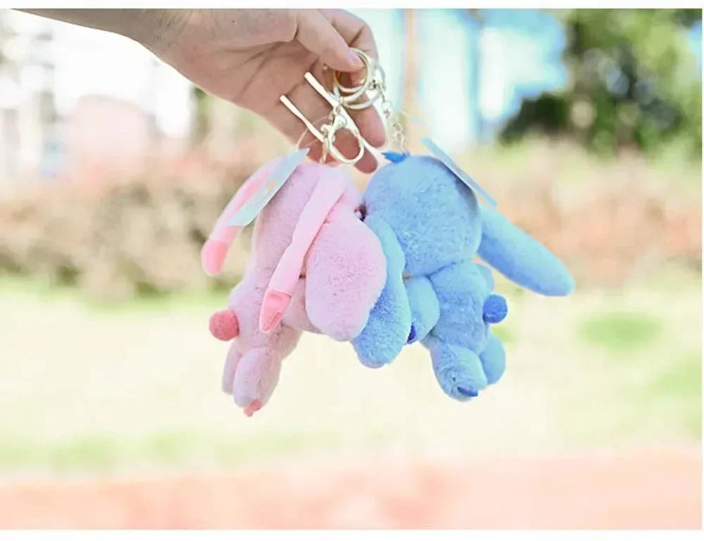 Cartoon Stitch Plush Keychain Soft Toy Cute Stuffed Animal Pendant Girl Gift Angel Doll Bag Pendant Kids Birthday Gift
