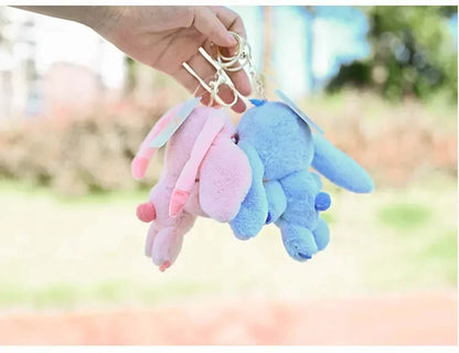 Cartoon Stitch Plush Keychain Soft Toy Cute Stuffed Animal Pendant Girl Gift Angel Doll Bag Pendant Kids Birthday Gift