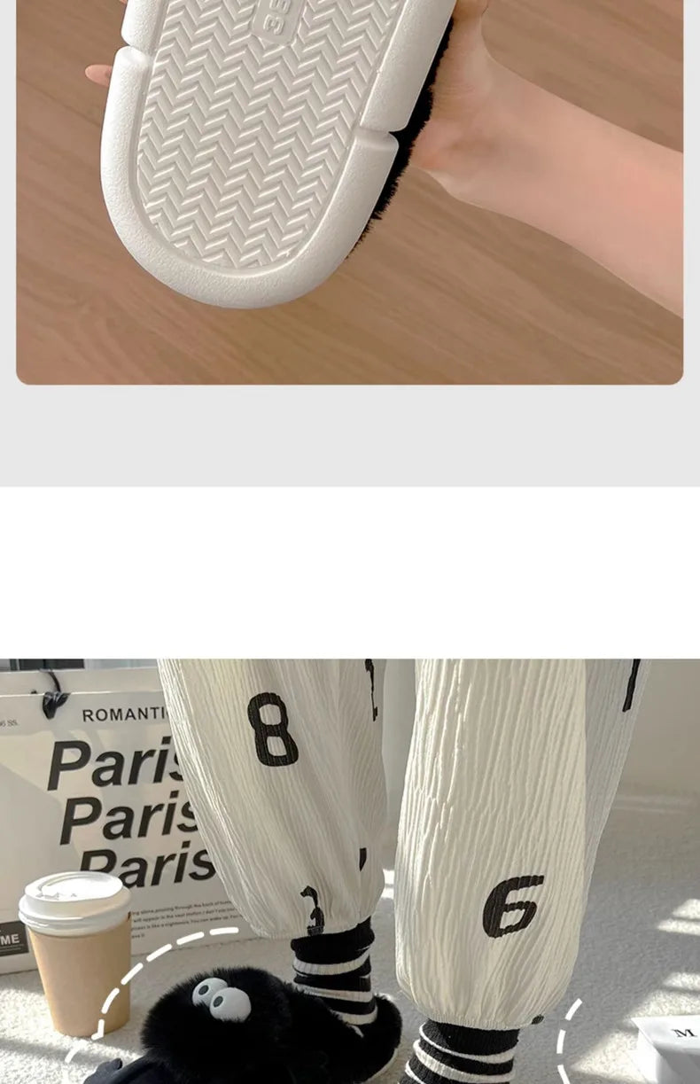 New Women's Funny Slippers, Soft Sole Plush Shoes, Cotton Home Shoes, Cute Cartoon Women's Slippers for Girls, Furry Slippers