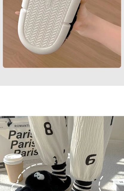 New Women's Funny Slippers, Soft Sole Plush Shoes, Cotton Home Shoes, Cute Cartoon Women's Slippers for Girls, Furry Slippers