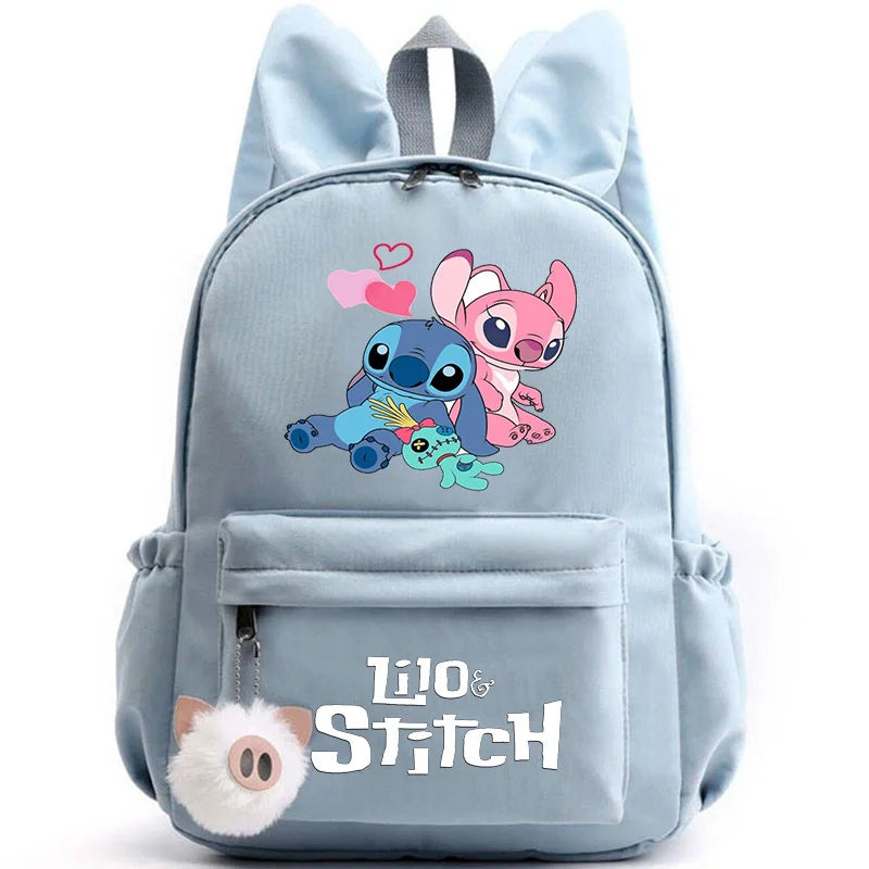 Cute Lilo Stitch Backpack for Girls Boys Students Teenagers Women Casual Backpack School Bag Travel Bunny Ears