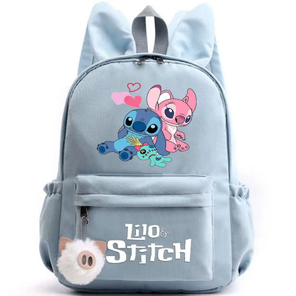 Cute Lilo Stitch Backpack for Girls Boys Students Teenagers Women Casual Backpack School Bag Travel Bunny Ears