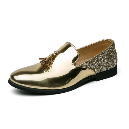 High quality luxury gold men's loafers thick sole fashion leather nightclub shoes formal business shoes plus size