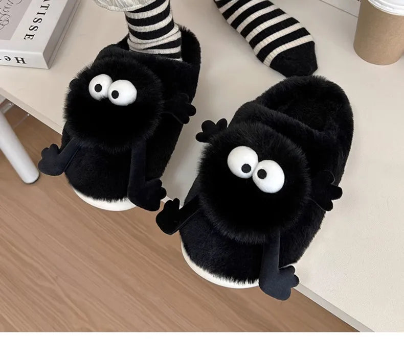 New Women's Funny Slippers, Soft Sole Plush Shoes, Cotton Home Shoes, Cute Cartoon Women's Slippers for Girls, Furry Slippers