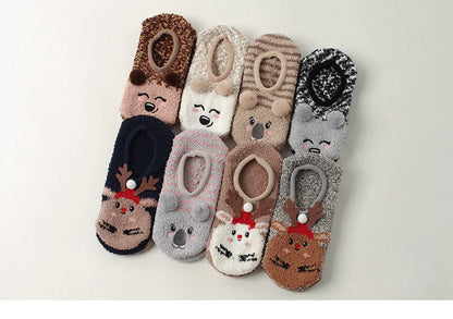 Autumn/Winter Non-Slip Warm Floor Socks, Indoor Yoga Socks, Low-Calf Slippers for Women, Cute Hedgehog Socks for Home, Christmas Gifts