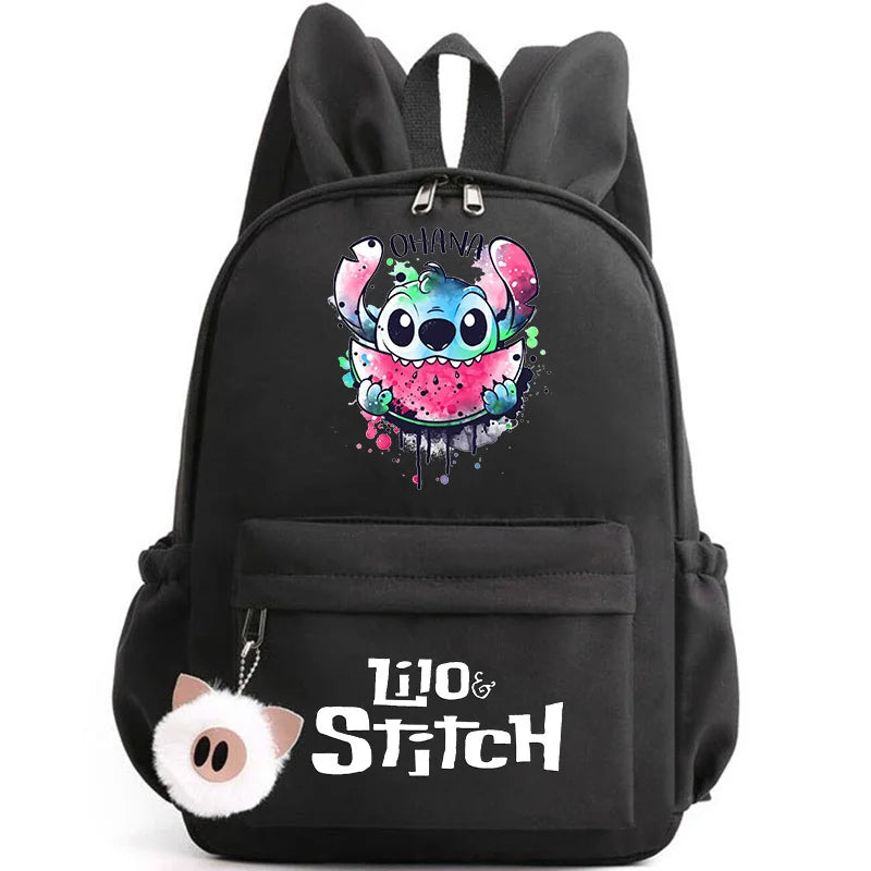 Cute Lilo Stitch Backpack for Girls Boys Students Teenagers Women Casual Backpack School Bag Travel Bunny Ears