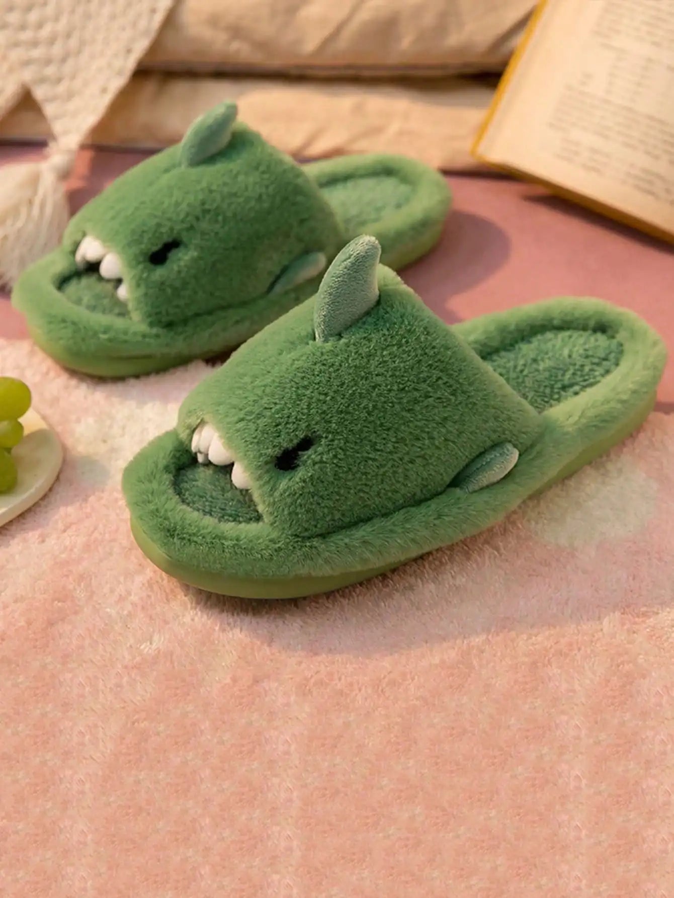 Men's cotton home slippers are soft, comfortable and warm, fun indoor, with a cartoon word