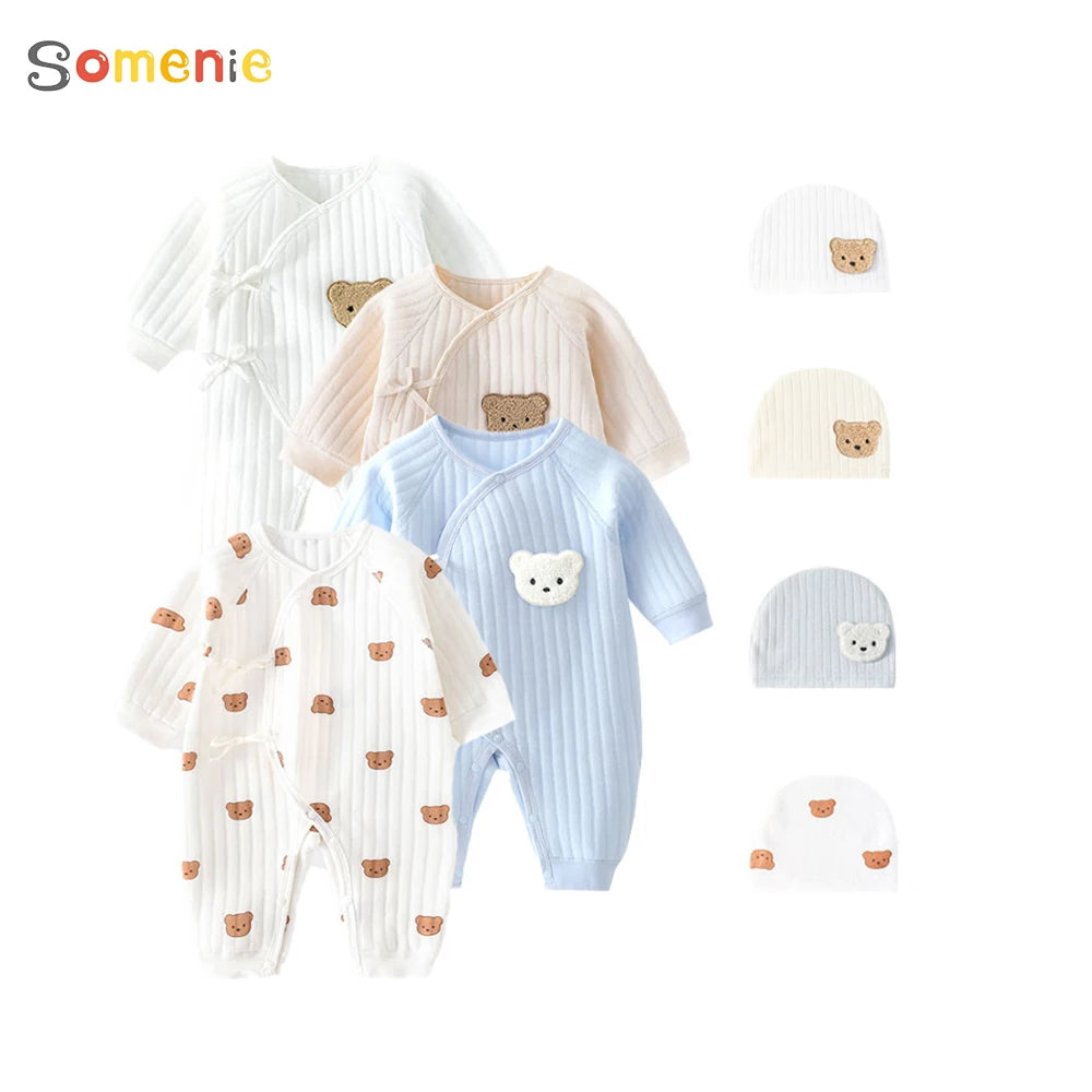 Baby boy and girl rompers, newborn winter rompers, toddler cotton clothes, 0-6 months home clothes, spring and autumn thick clothes