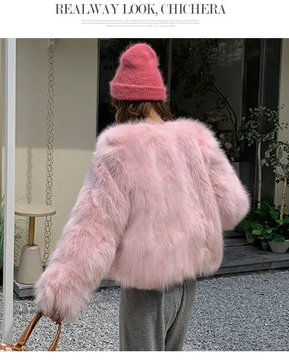 Women's Faux Fur Coat, New Fashion Casual Clothing 2025, Imitation Fox Fur, Loose Comfortable Winter Short Coat for Women