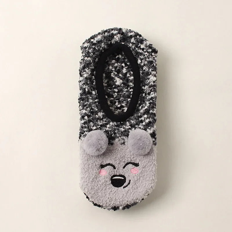 Autumn/Winter Non-Slip Warm Floor Socks, Indoor Yoga Socks, Low-Calf Slippers for Women, Cute Hedgehog Socks for Home, Christmas Gifts
