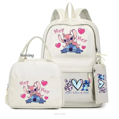 Lilo and Stitch Backpack Set of 3, Lunch Bag, Pencil Case, Teens, Women, Men, School, Students, Backpack, Cartoon, School Backpack
