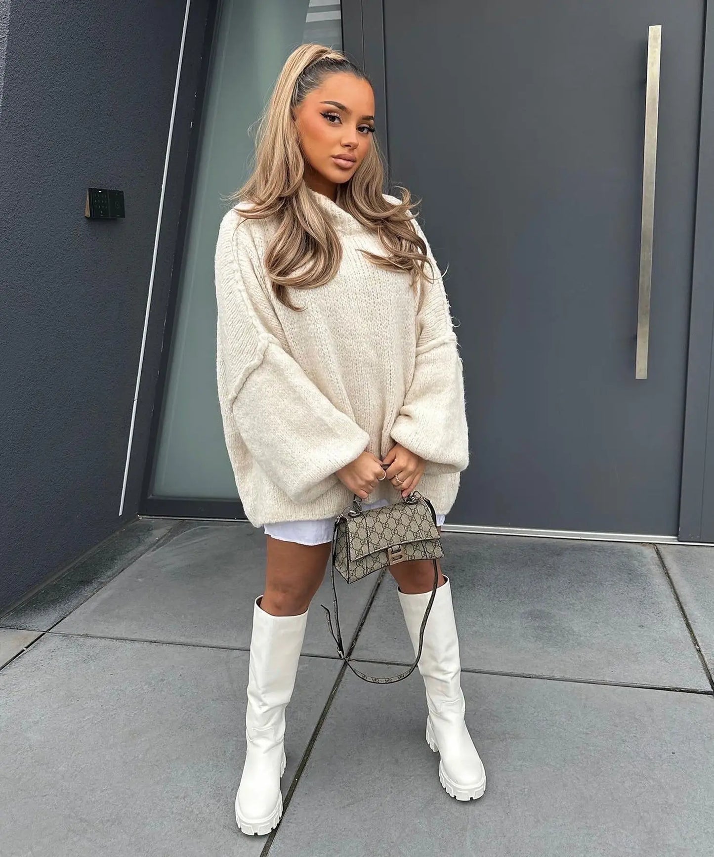 New Autumn/Winter Women's Sweater Solid Color Turtleneck Casual Commuter Style Loose Knitted Sweater Simple and Versatile Sweater