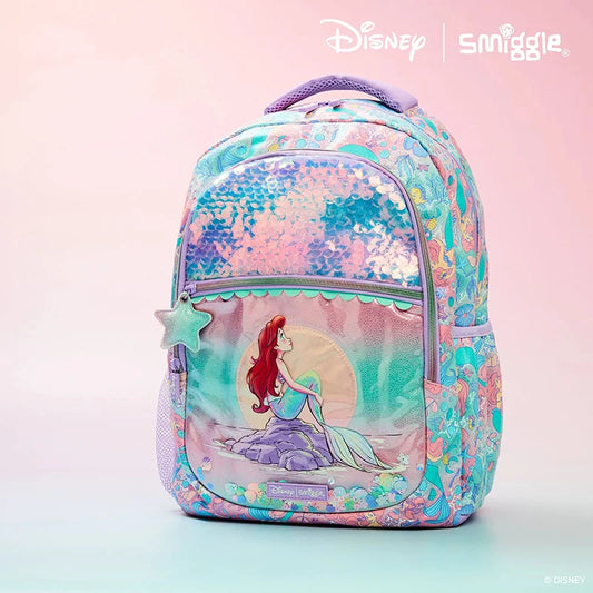 Disney Mermaid Ariel Backpack Cartoon Student Zipper Ultra Light Decompression Large Capacity Backpack