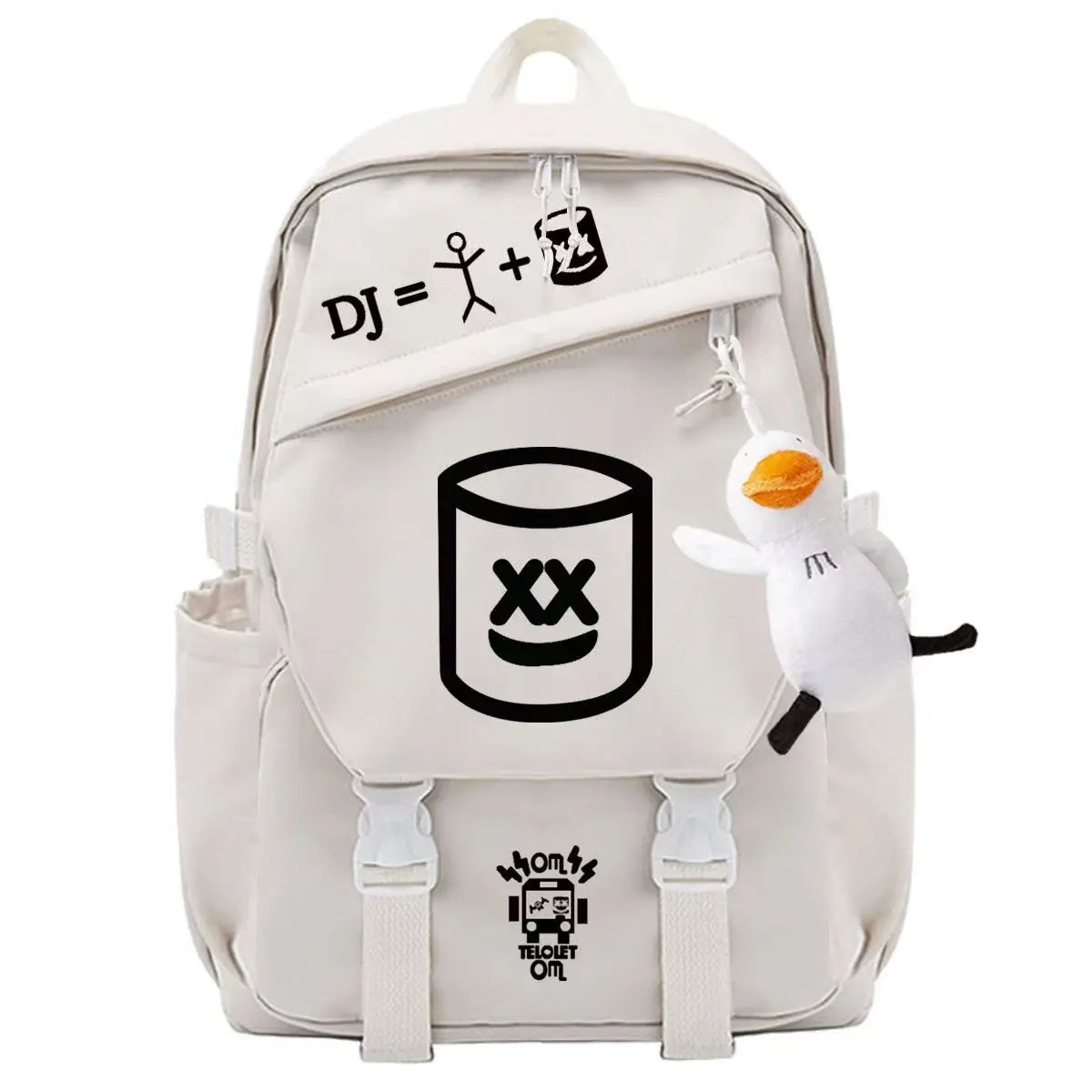 Marshmallow Unisex Portable School Backpack for Business Travel, Student Travel Equipment, Send the Pendant