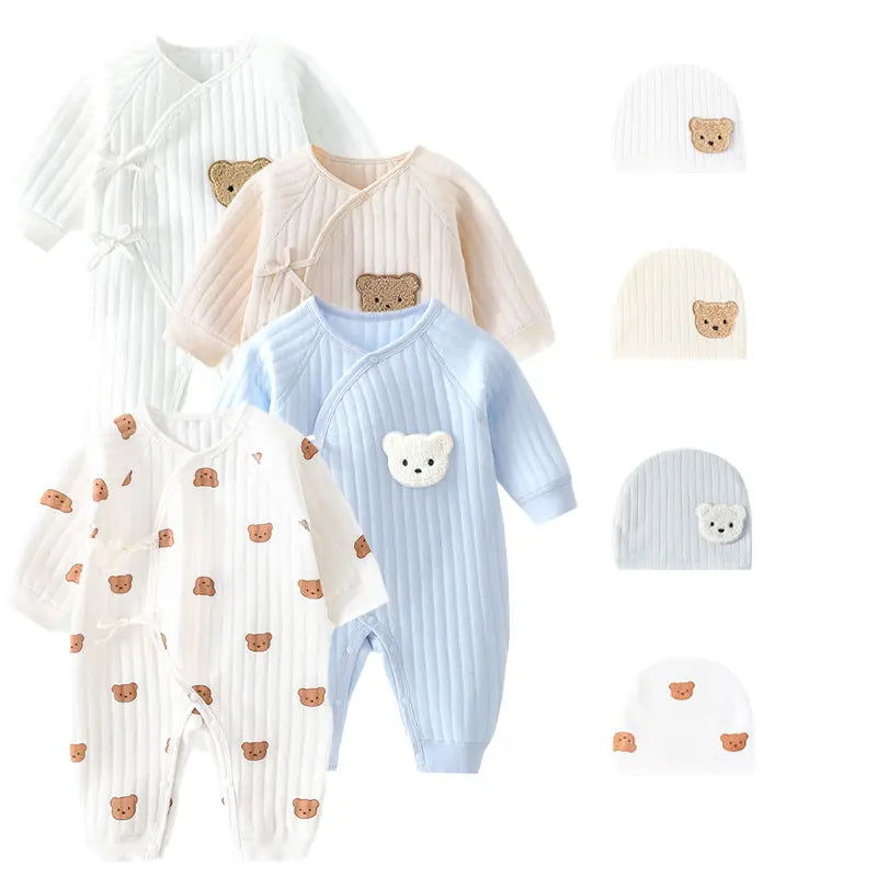 Baby boy and girl rompers, newborn winter rompers, toddler cotton clothes, 0-6 months home clothes, spring and autumn thick clothes