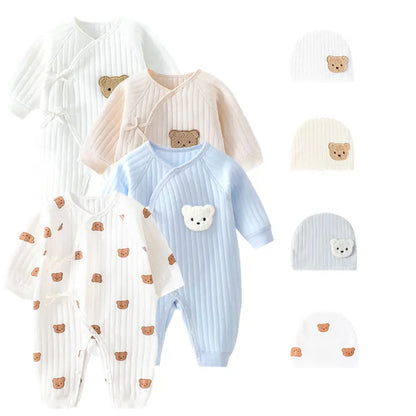 Baby boy and girl rompers, newborn winter rompers, toddler cotton clothes, 0-6 months home clothes, spring and autumn thick clothes