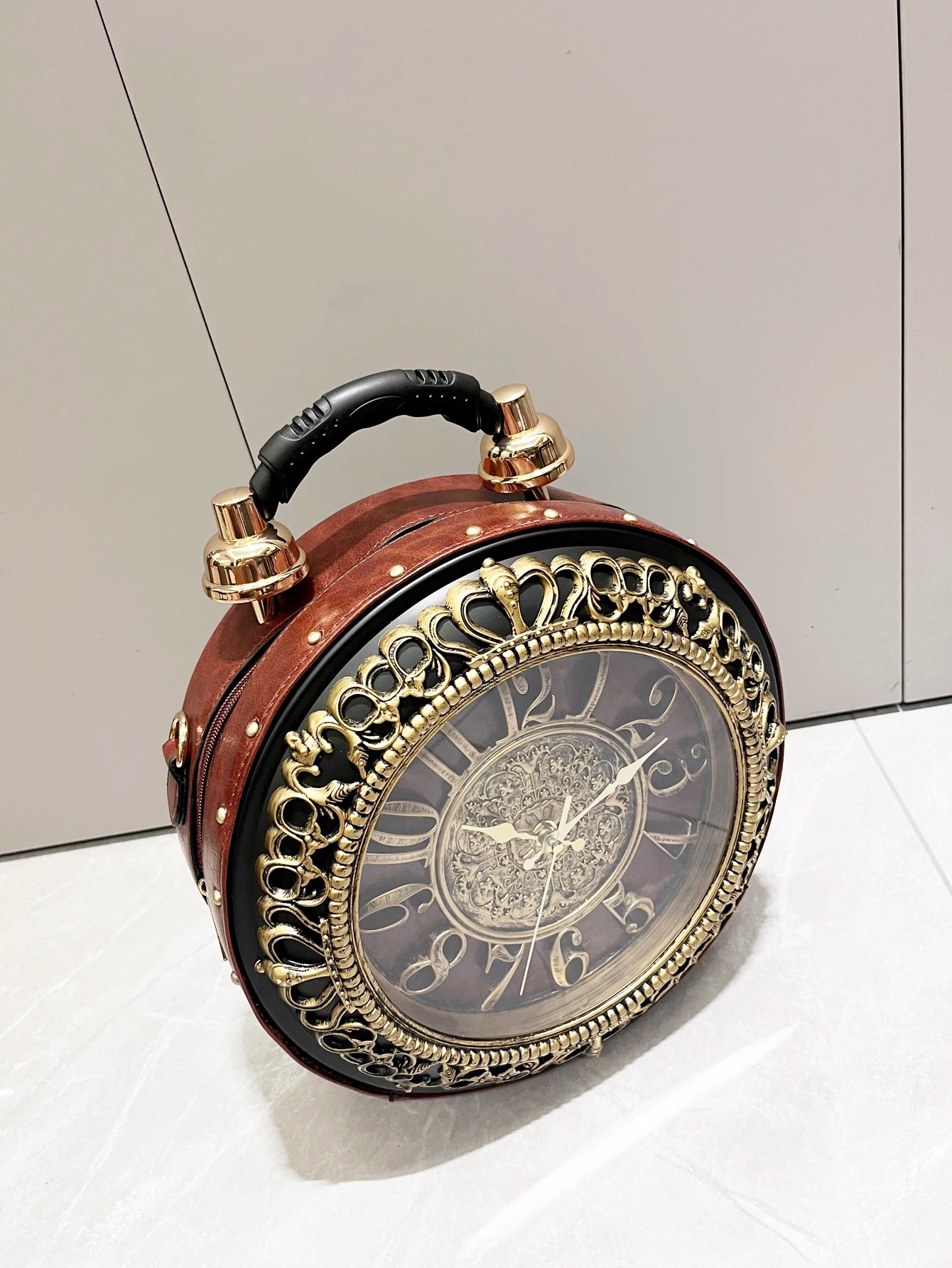 Luxury Designer Handbags and Suitcases Shoulder Bags Funny Clock Shaped Bag Funny Women's Round Bag Women's Faux Leather Handbag