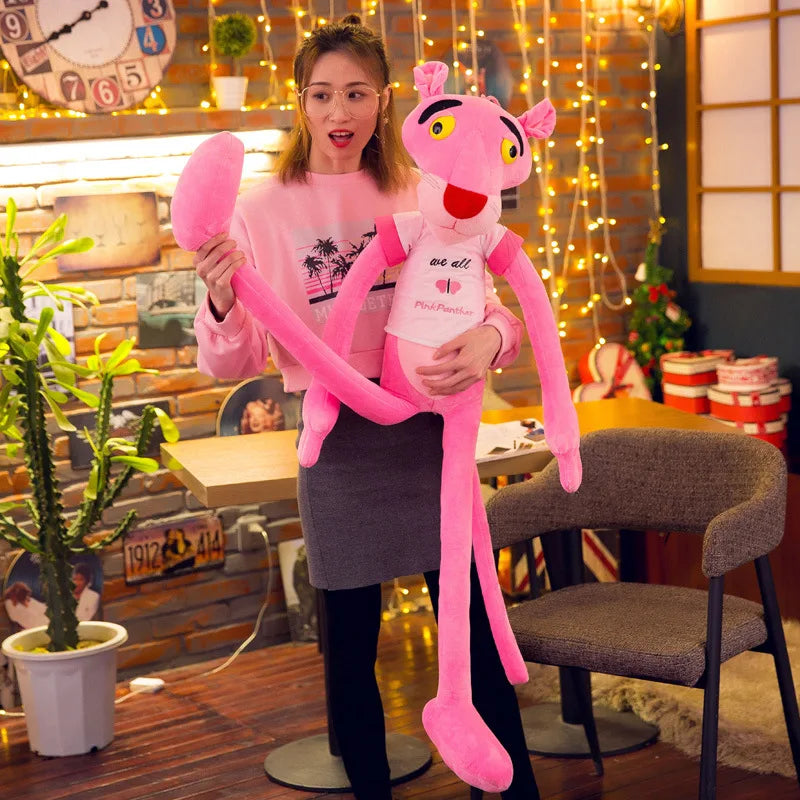 Pink Panther plush doll, available in sizes from 50 cm to 170 cm. A cute, soft, cartoon-style plush, ideal as a children's toy, collector's doll, or special Christmas gift.