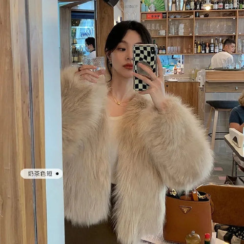 Women's Faux Fur Coat, New Fashion Casual Clothing 2025, Imitation Fox Fur, Loose Comfortable Winter Short Coat for Women