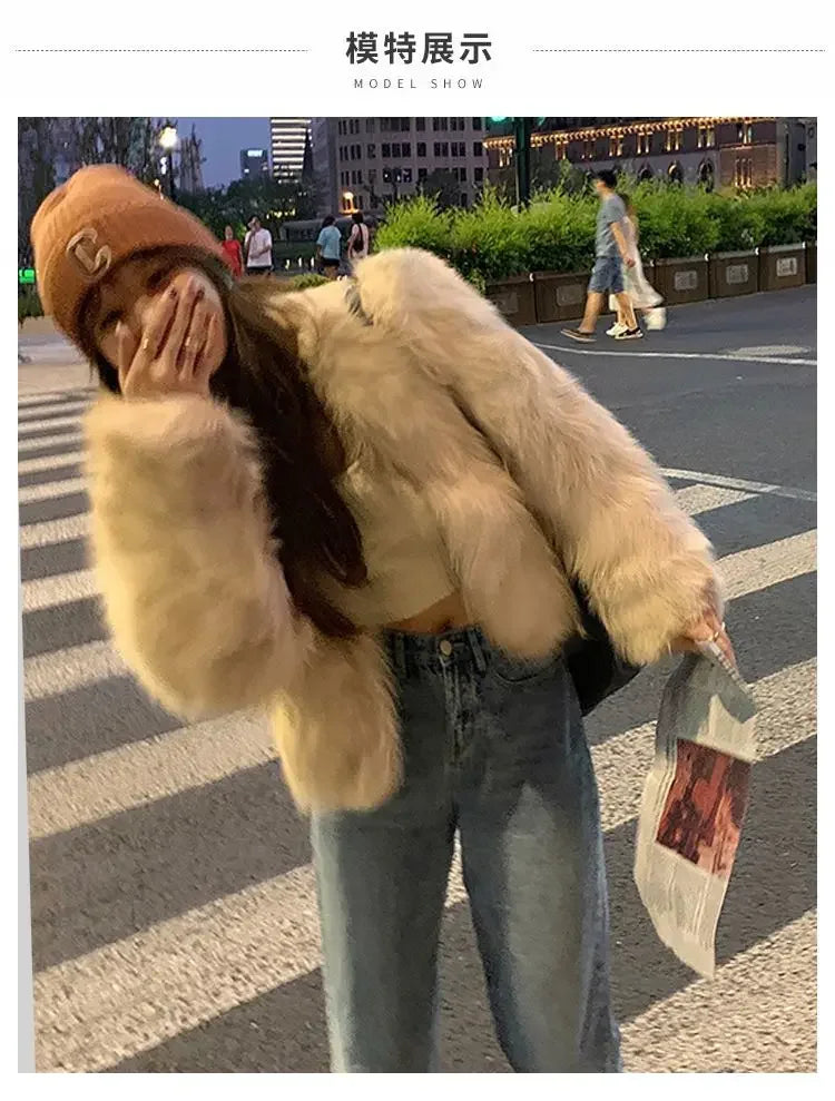 Women's Faux Fur Coat, New Fashion Casual Clothing 2025, Imitation Fox Fur, Loose Comfortable Winter Short Coat for Women