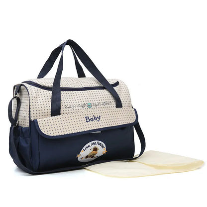 Waterproof Mother and Baby Bag, Multifunctional Small Mommy Bag, Huayao Bear Embroidered Maternity Bag, Travel Bag