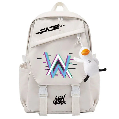 Marshmallow Unisex Portable School Backpack for Business Travel, Student Travel Equipment, Send the Pendant