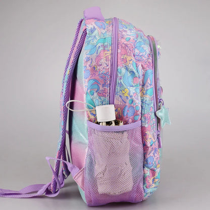 Disney Mermaid Ariel Backpack Cartoon Student Zipper Ultra Light Decompression Large Capacity Backpack