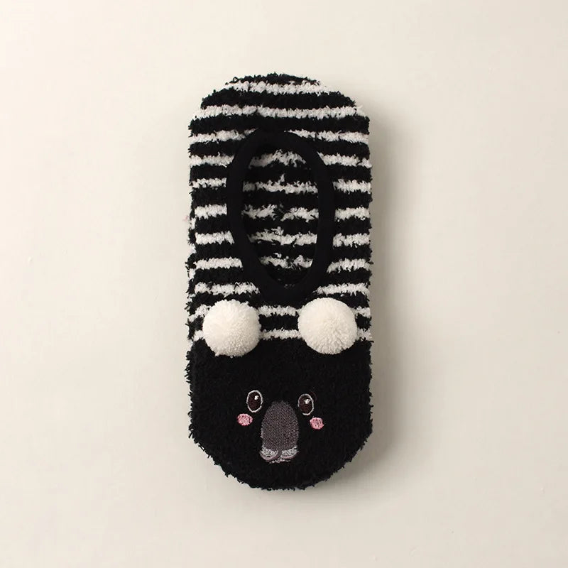 Autumn/Winter Non-Slip Warm Floor Socks, Indoor Yoga Socks, Low-Calf Slippers for Women, Cute Hedgehog Socks for Home, Christmas Gifts