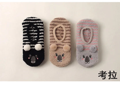 Autumn/Winter Non-Slip Warm Floor Socks, Indoor Yoga Socks, Low-Calf Slippers for Women, Cute Hedgehog Socks for Home, Christmas Gifts