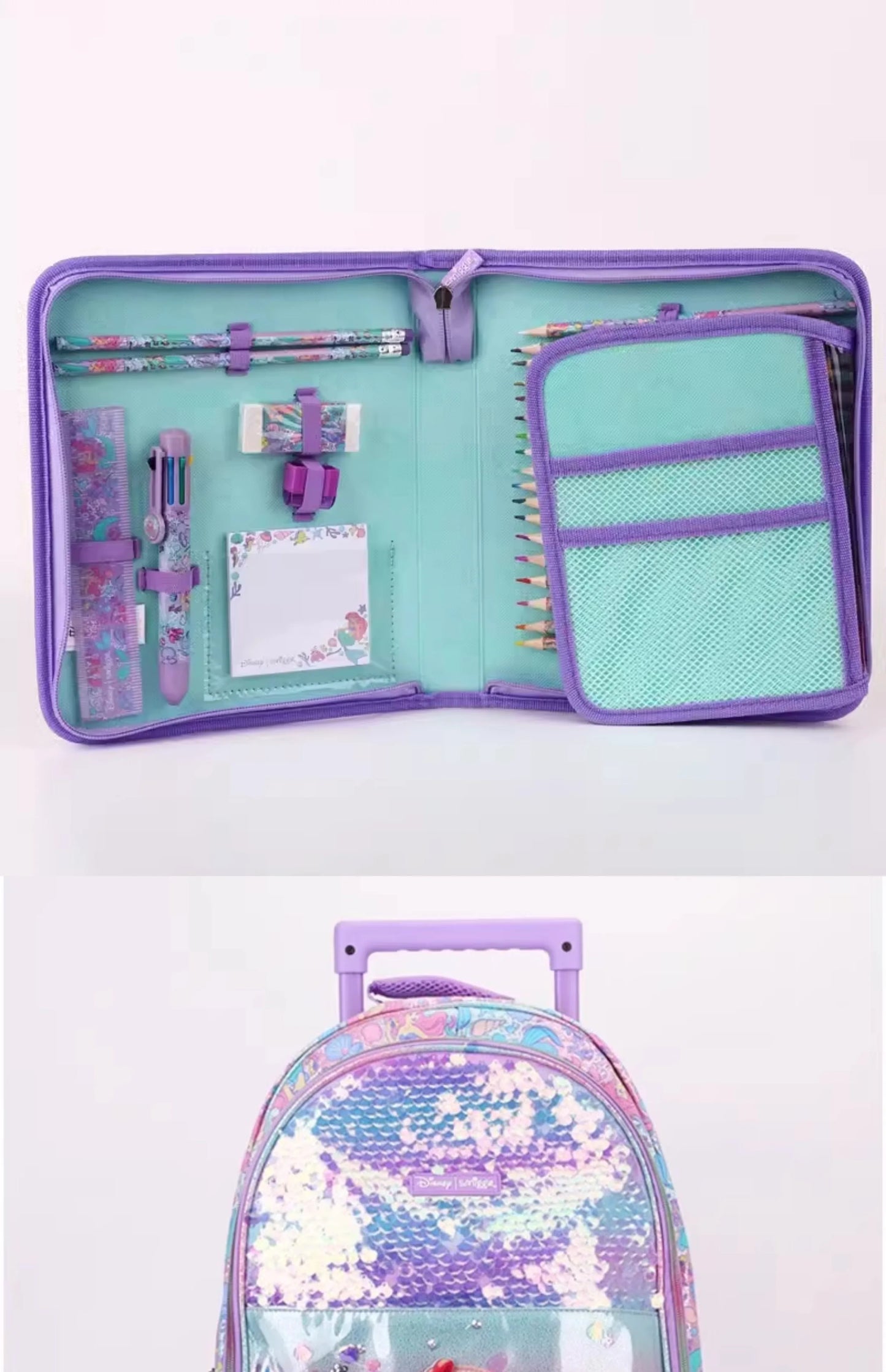 Disney Mermaid Ariel Backpack Cartoon Student Zipper Ultra Light Decompression Large Capacity Backpack