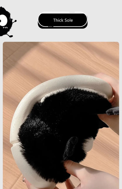 New Women's Funny Slippers, Soft Sole Plush Shoes, Cotton Home Shoes, Cute Cartoon Women's Slippers for Girls, Furry Slippers