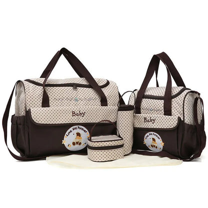 Waterproof Mother and Baby Bag, Multifunctional Small Mommy Bag, Huayao Bear Embroidered Maternity Bag, Travel Bag