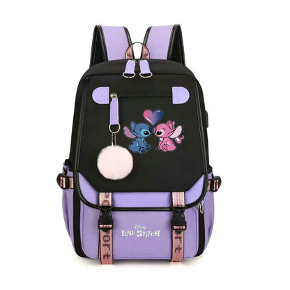 Lilo &amp; Stitch Backpack Women USB Charging School Backpack Laptop Backpack for Teens Boys Girls Travel Backpack