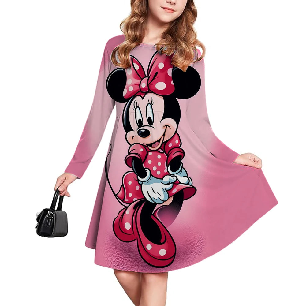 New Disney Mickey Mouse Children's Clothing Short Sleeve Dress for Girls 3-14 Years Old Children's Performance Clothes