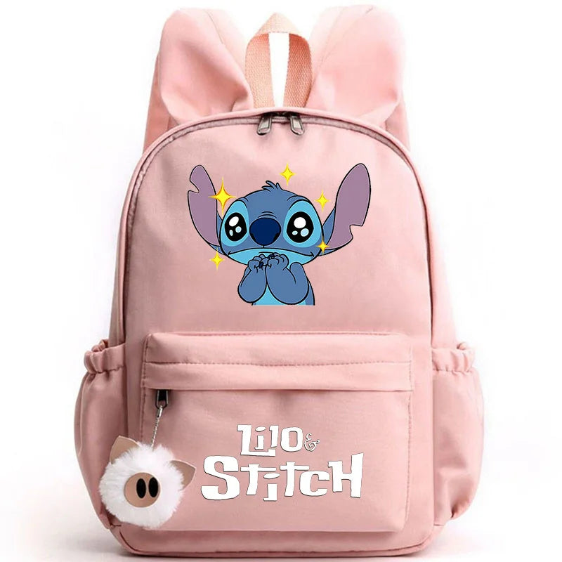 Cute Lilo Stitch Backpack for Girls Boys Students Teenagers Women Casual Backpack School Bag Travel Bunny Ears