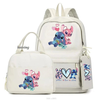 Lilo and Stitch Backpack Set of 3, Lunch Bag, Pencil Case, Teens, Women, Men, School, Students, Backpack, Cartoon, School Backpack