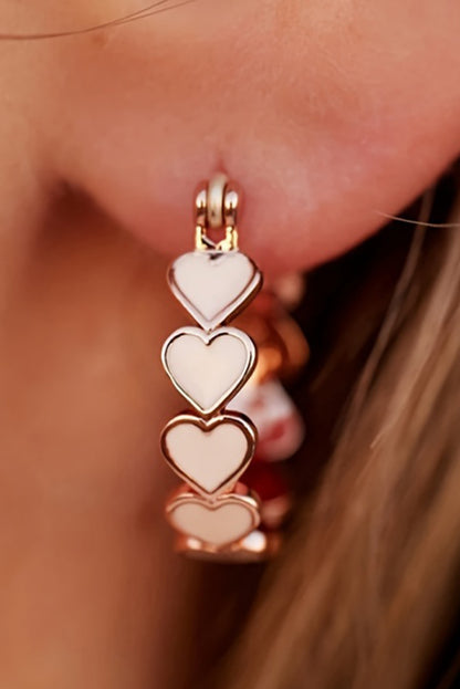 White heart shaped plated alloy small hook earrings