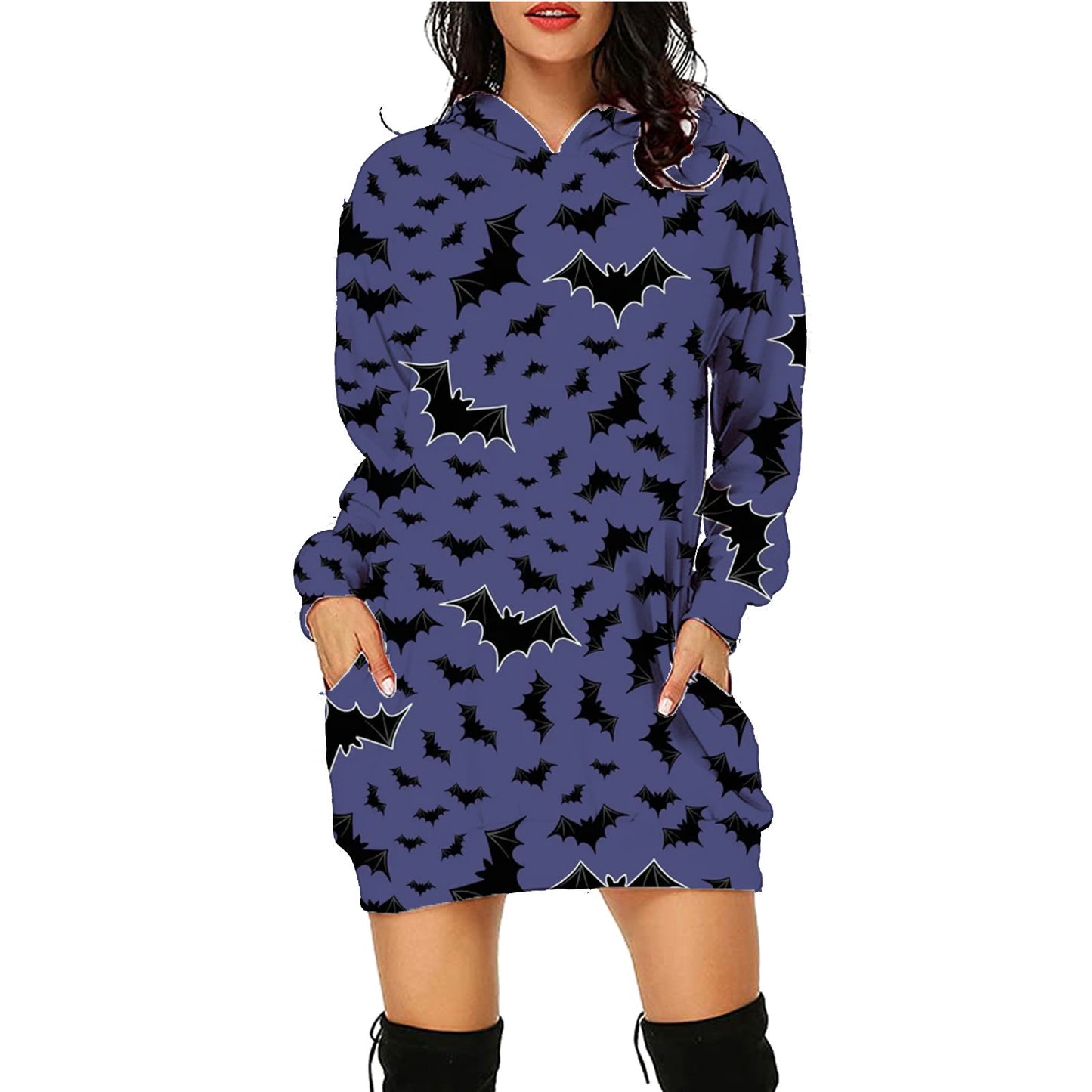 Halloween Printed Long Sleeve Hoodie with Pockets, Women's Long Sleeve Outfit
