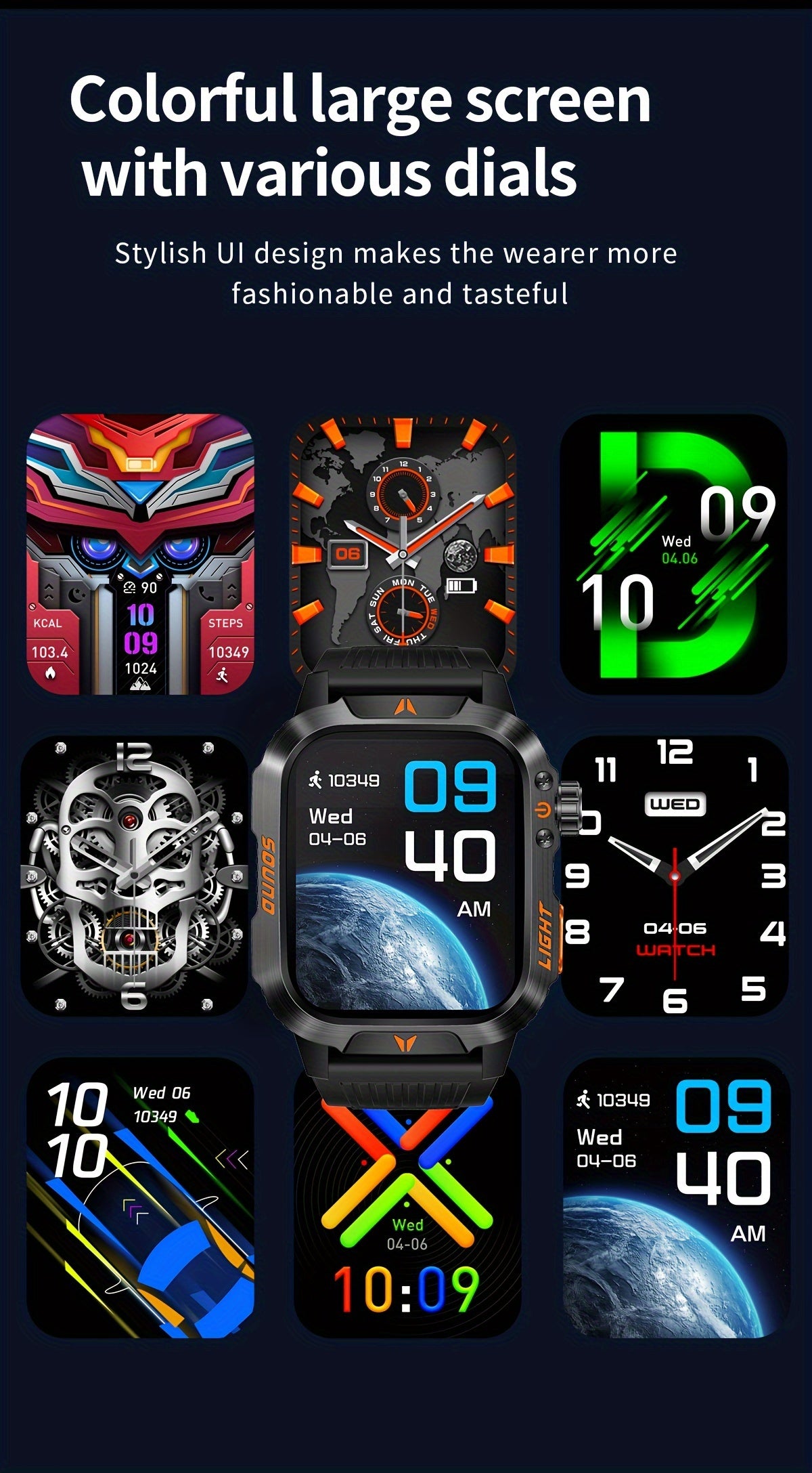 New Smart Watch (Answer/Call) Outdoor Sports Watch LED Altimeter Barometer 100+ Sports Modes 600mAh Battery Multimedia Message View Weather Fitness Tracker for Android Phone