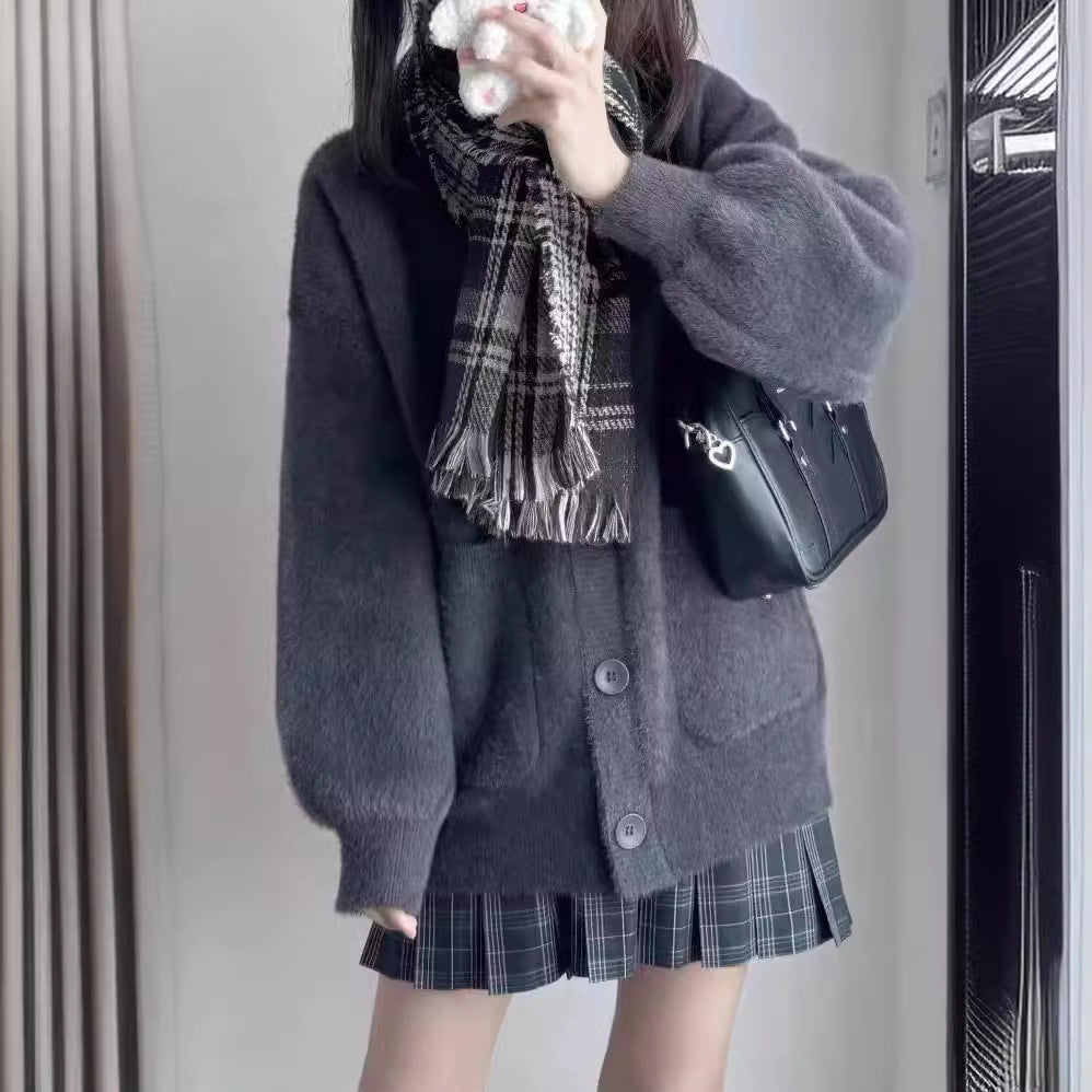 Cardigan de malha de pele de vison impermeável para mulher