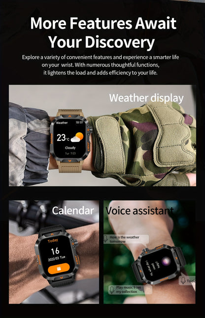 New Smart Watch (Answer/Call) Outdoor Sports Watch LED Altimeter Barometer 100+ Sports Modes 600mAh Battery Multimedia Message View Weather Fitness Tracker for Android Phone