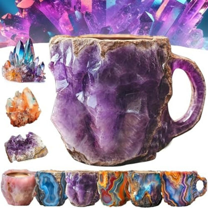 400ml Resin Mineral Crystal Coffee Mugs with Handles, Elegant Faux Mineral Crystal Cup for Home and Work Decoration, Christmas Gift, Kitchenware