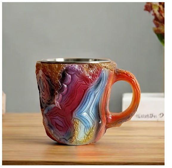 400ml Resin Mineral Crystal Coffee Mugs with Handles, Elegant Faux Mineral Crystal Cup for Home and Work Decoration, Christmas Gift, Kitchenware