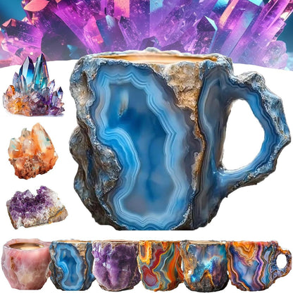 400ml Resin Mineral Crystal Coffee Mugs with Handles, Elegant Faux Mineral Crystal Cup for Home and Work Decoration, Christmas Gift, Kitchenware