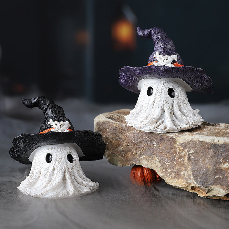 Halloween Resin Decoration, Wizard Hat, Ghost Ornaments