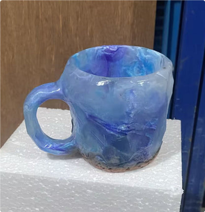 400ml Resin Mineral Crystal Coffee Mugs with Handles, Elegant Faux Mineral Crystal Cup for Home and Work Decoration, Christmas Gift, Kitchenware