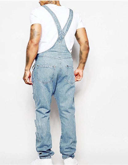 Macacão jeans estilo sling masculino da moda