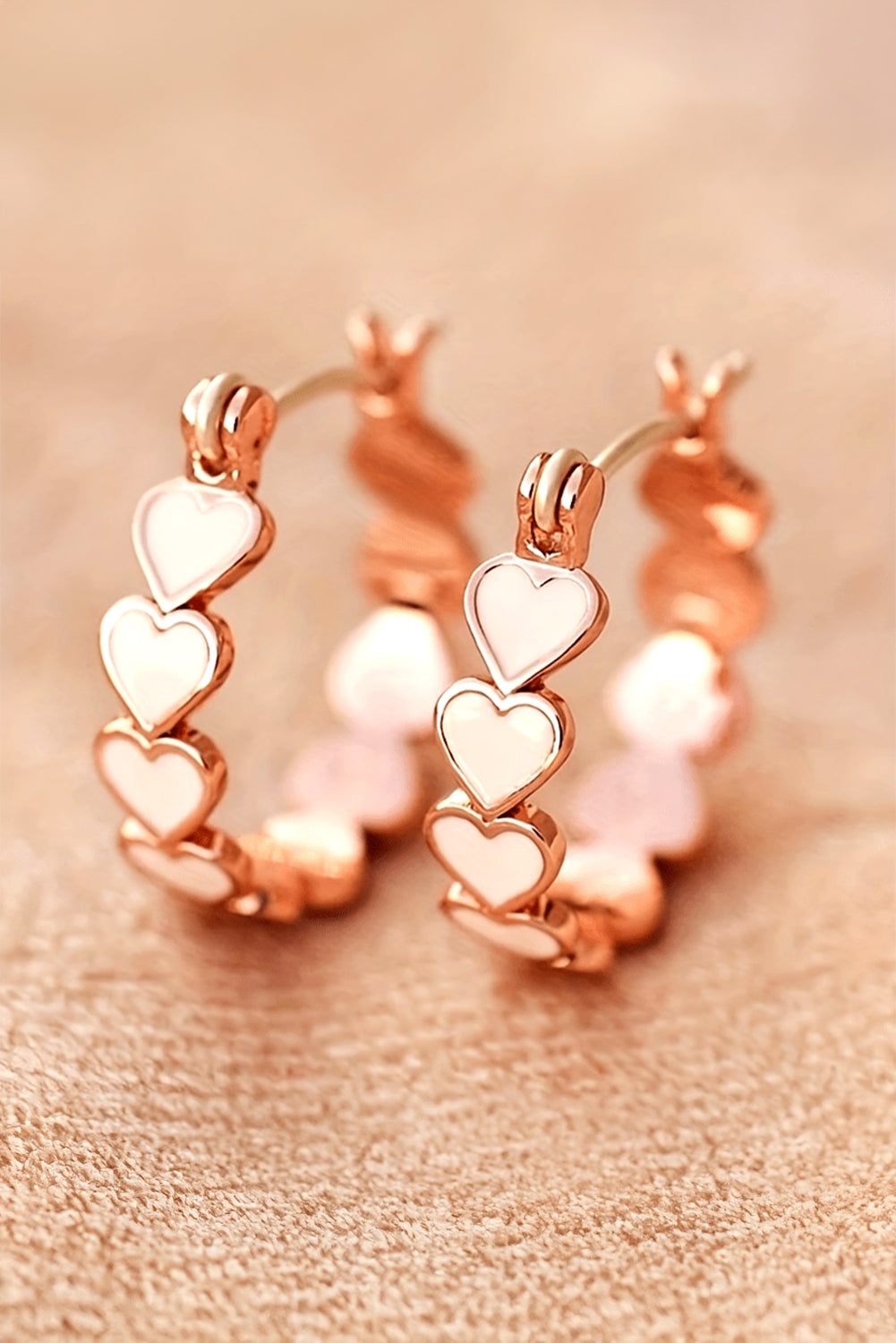 White heart shaped plated alloy small hook earrings