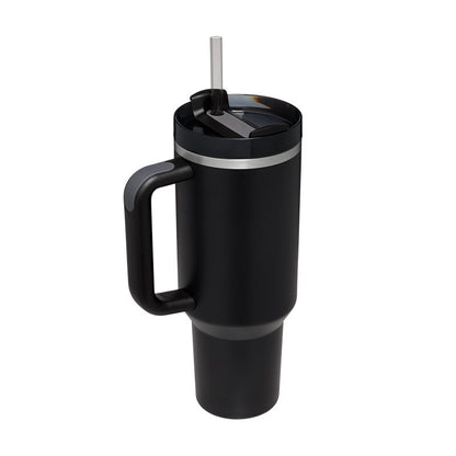 Copo térmico de 40 oz com pega, palhinha isolada, aço inoxidável à prova de derrames, copo de café a vácuo com tampa, caneca cónica